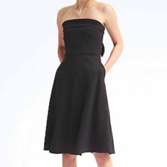 Banana Republic Black Strapless Dress Bow Back - Picture 1 of 10